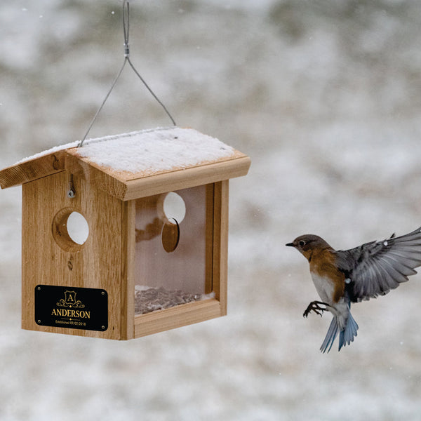 Monogram Bird Feeder | Personalized | Solid Wood Hanging | Made in USA