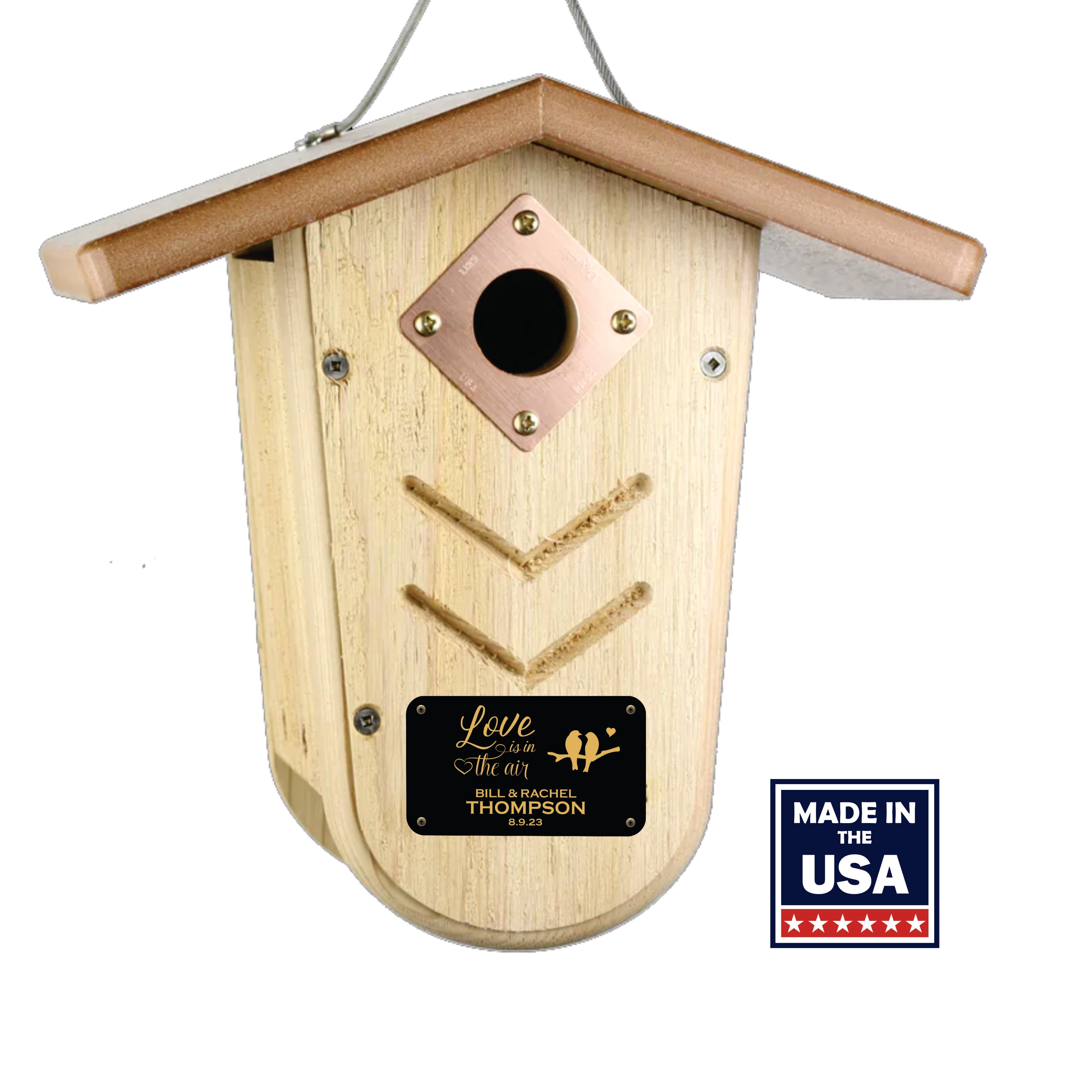 Personalized Birdhouse | Love is in the Air | Solid Wood Nesting Box | Made in USA