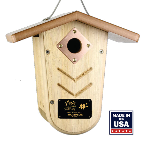 Personalized Birdhouse | Love is in the Air | Solid Wood Nesting Box | Made in USA