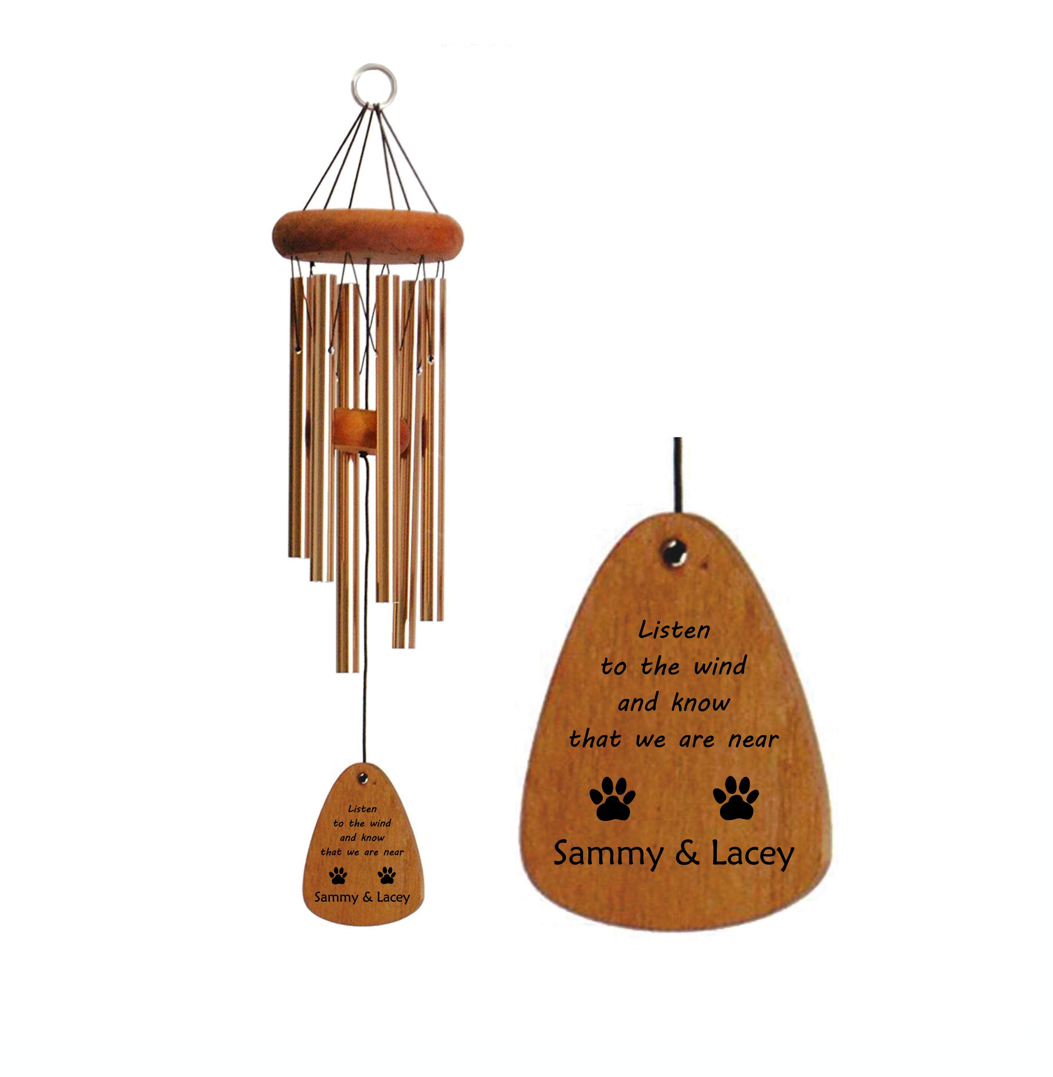 Two Dogs Memorial Wind Chime | Listen to the wind and know we are near | Loss of 2 Dogs | Made in USA