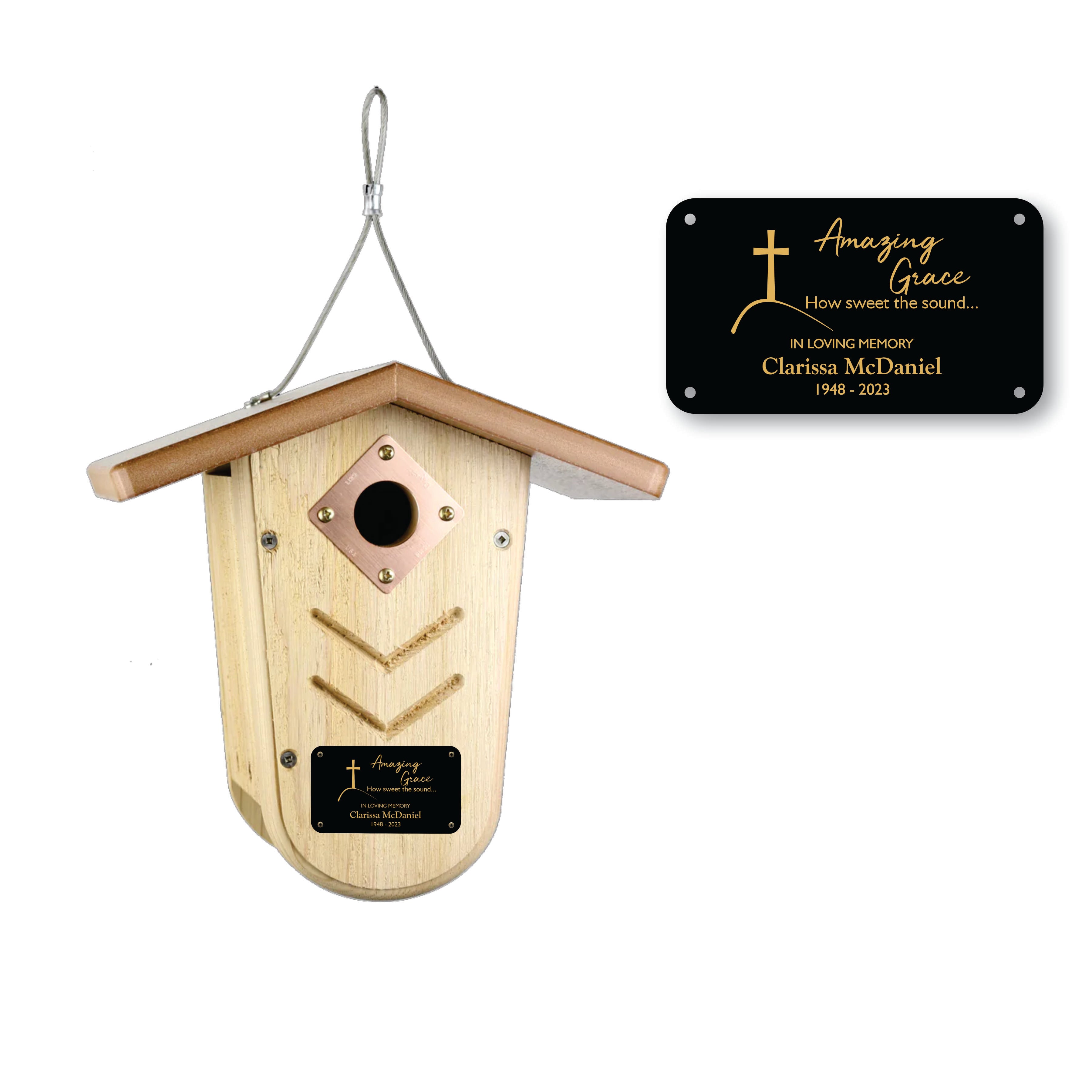 Personalized Memorial Birdhouse | Amazing Grace How Sweet the Sound | Nesting Box | Made in USA