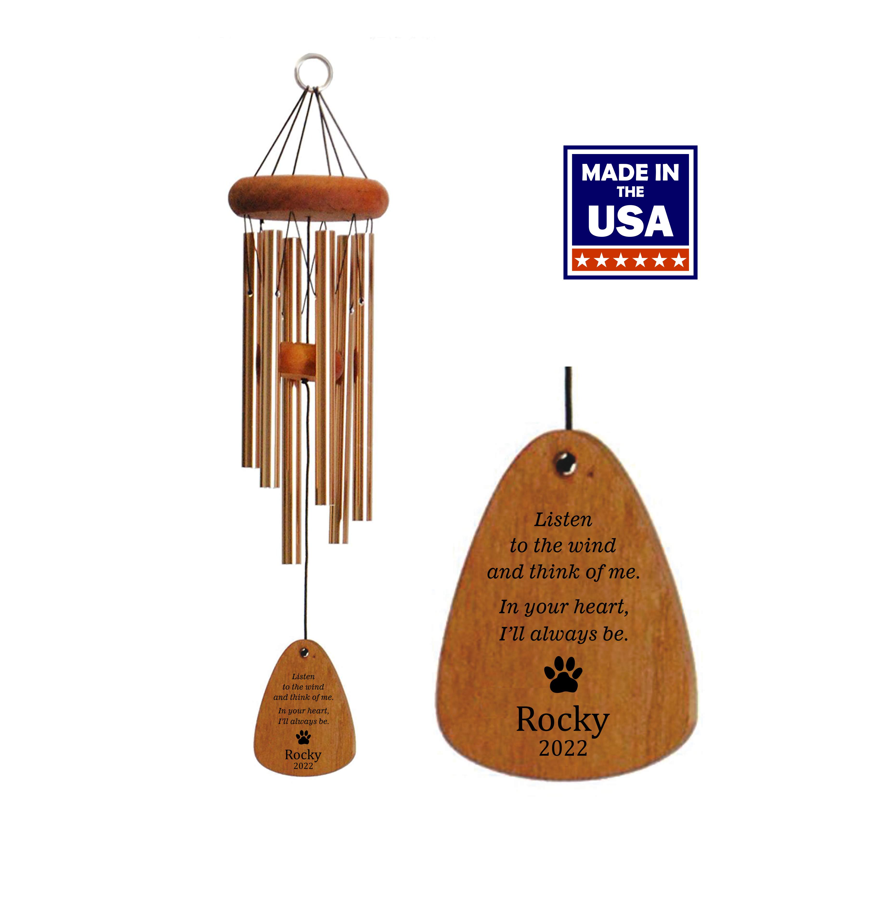 Dog memorial shop wind chimes personalized