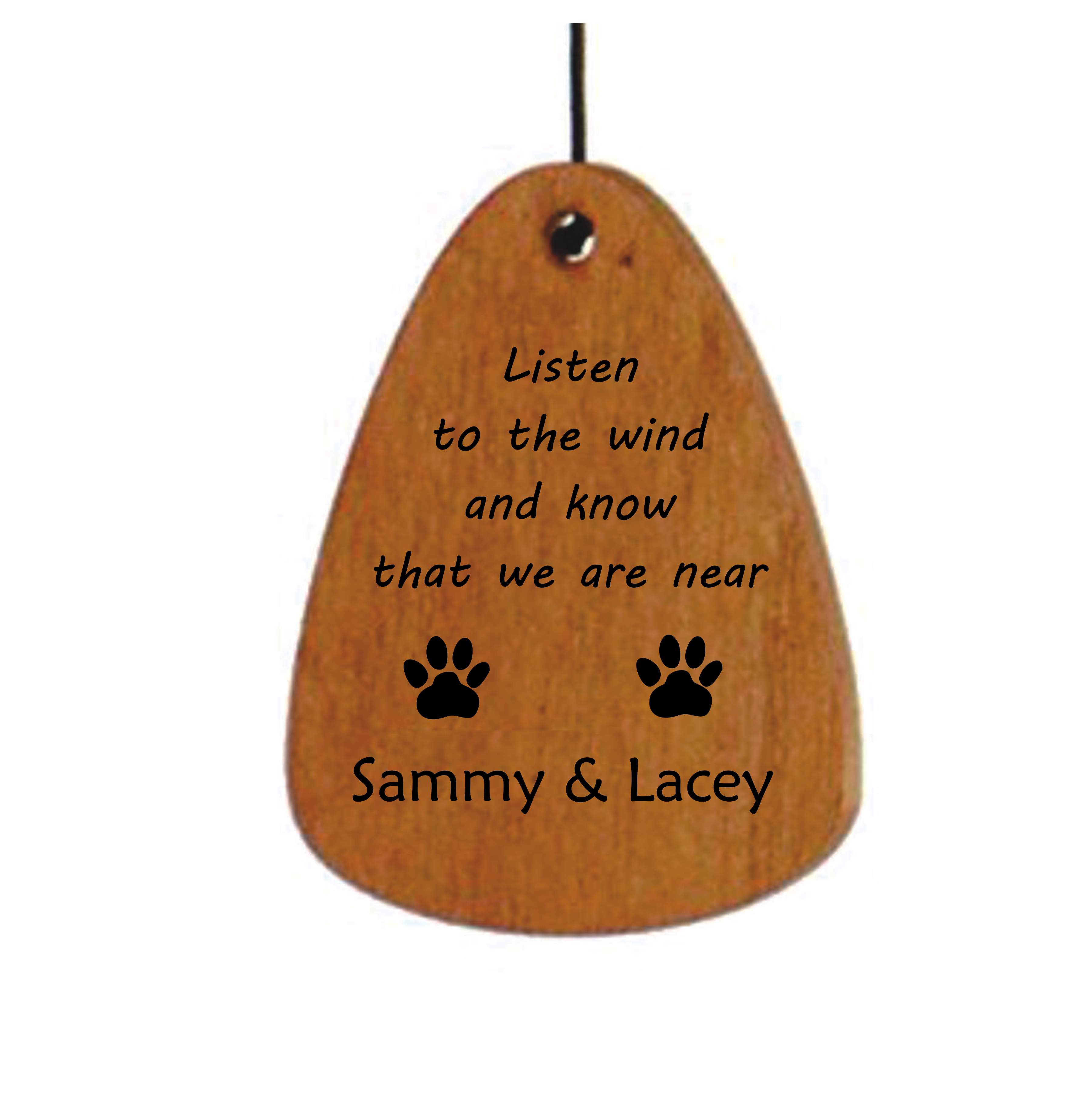 Two Dogs Memorial Wind Chime | Listen to the wind and know we are near | Loss of 2 Dogs | Made in USA