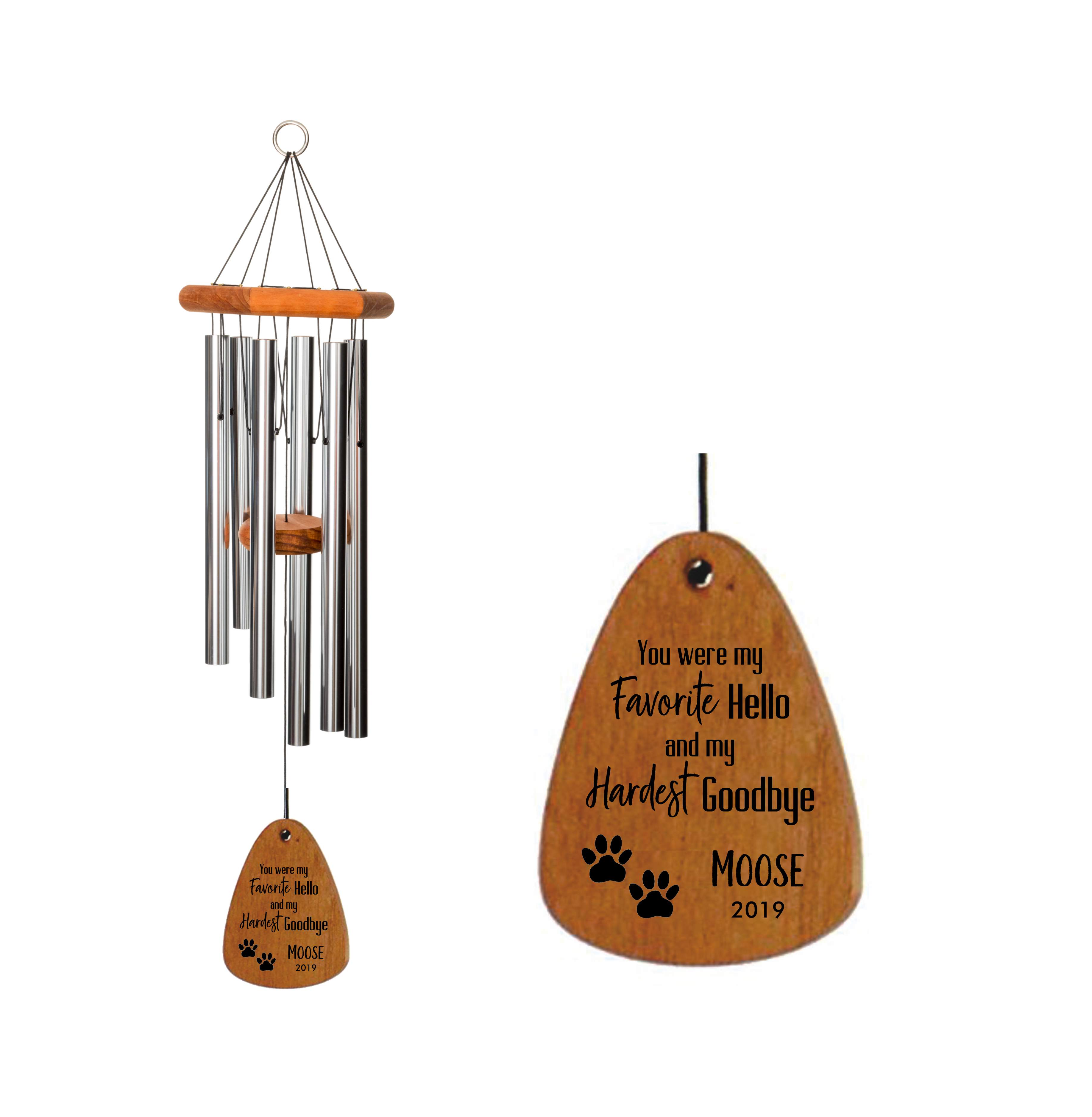 Pet Memorial Wind Chime | Favorite Hello Hardest Goodbye | Loss of Dog Memorial Gift | Made in USA