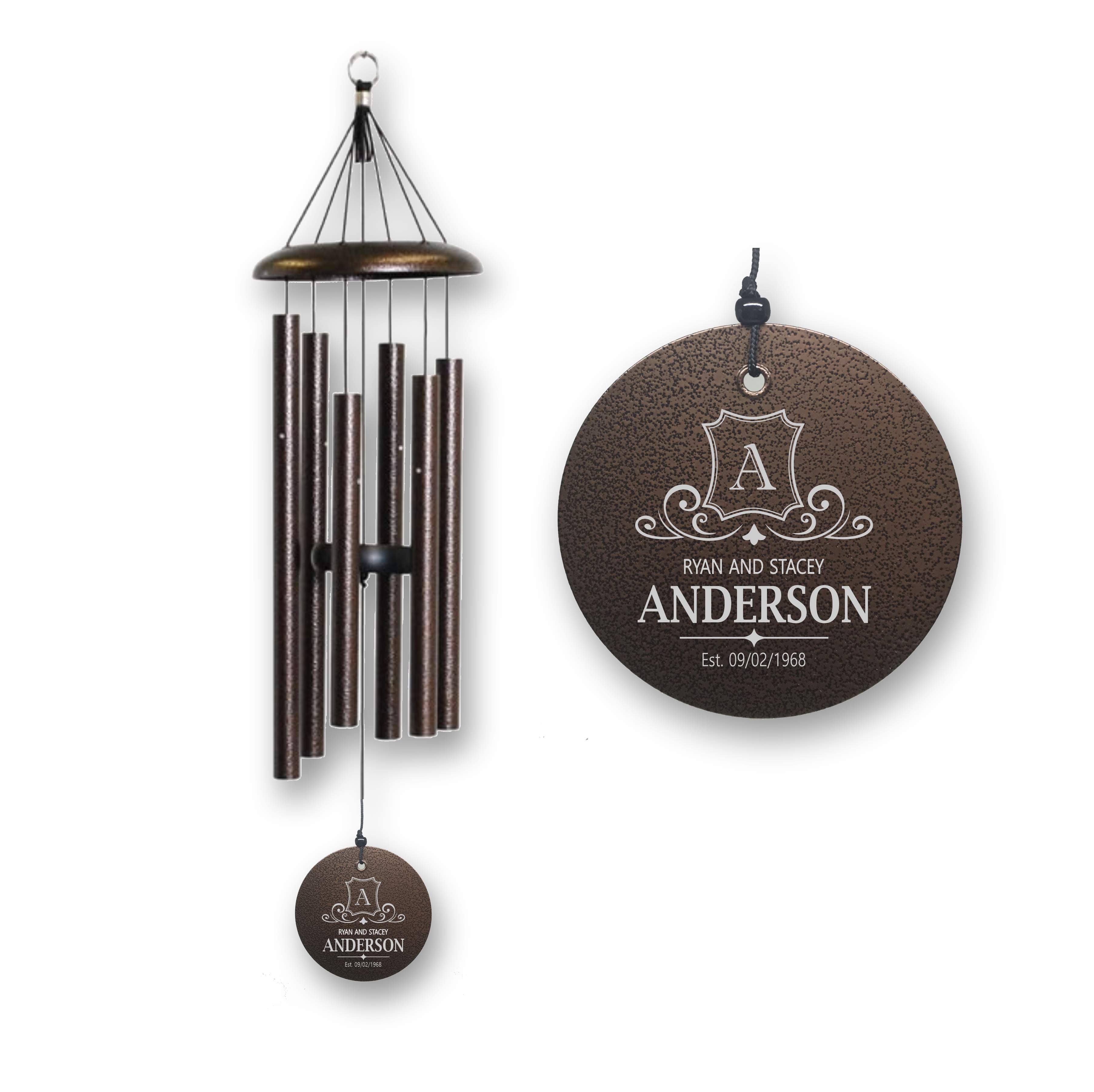 Personalized Anniversary Monogram Wind Chime | Corinthian Bells | Made in USA