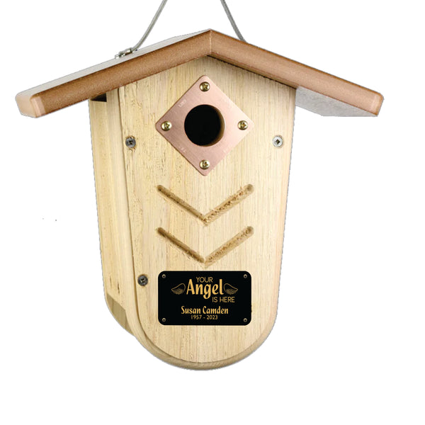 Personalized Memorial Birdhouse | Your Angel Is Here | Nesting Box | Made in USA