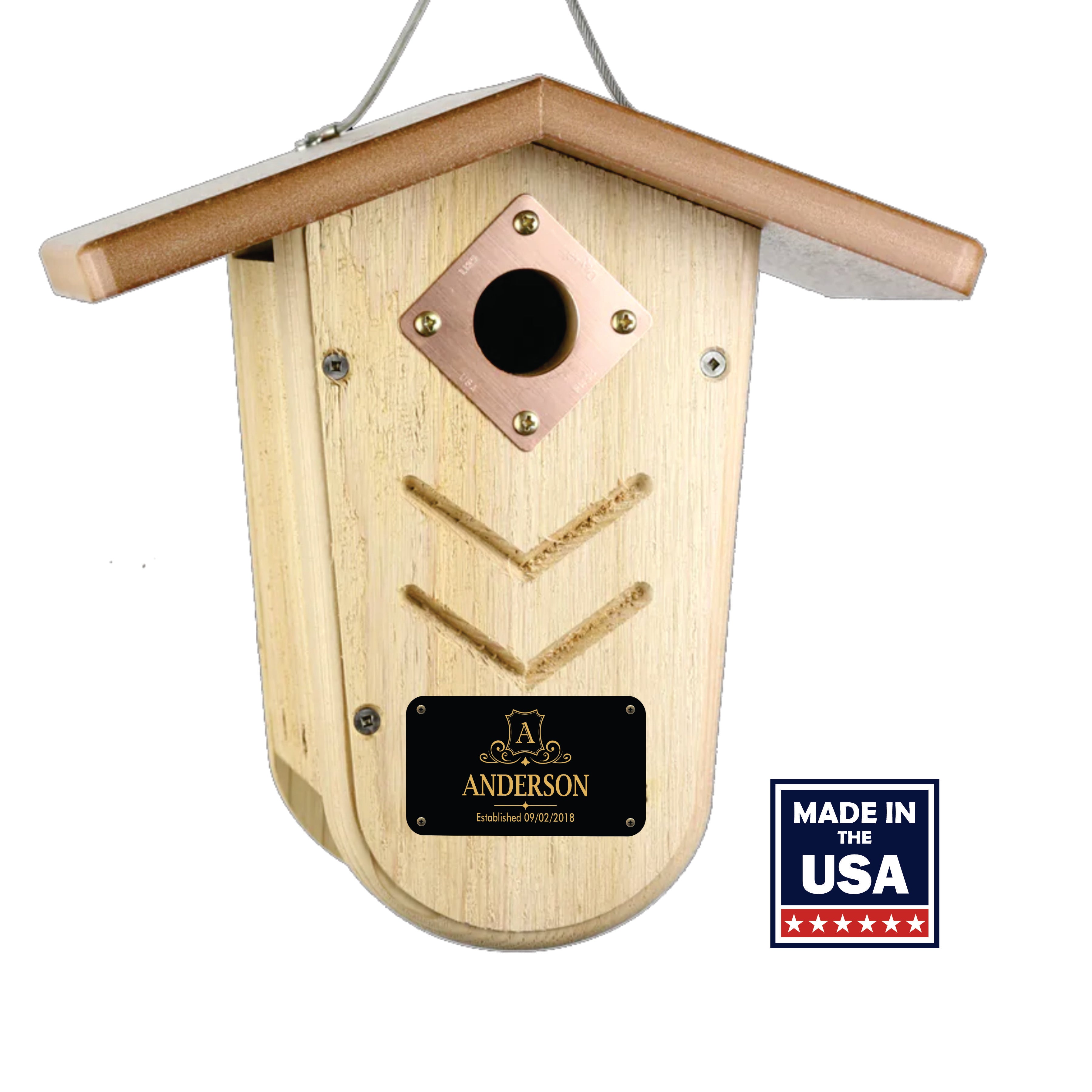 Monogram Personalized Birdhouse | Solid Wood Nesting Box | Made in USA