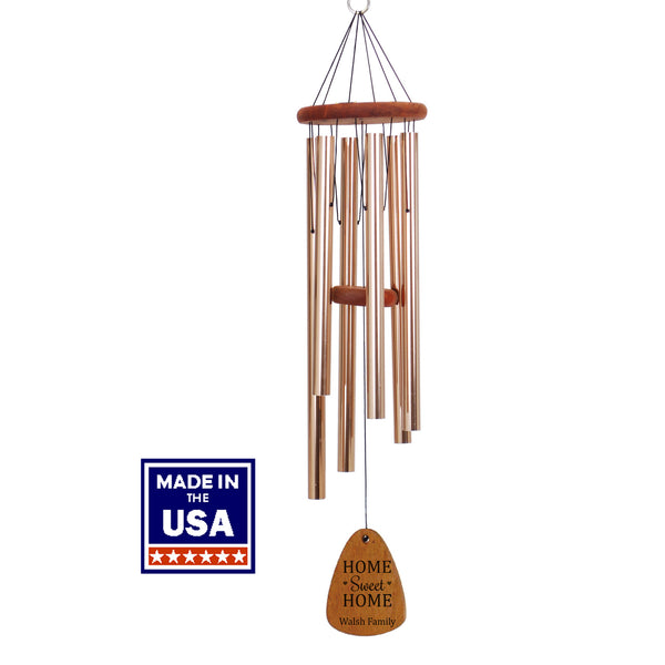 36-Inch Silver - Home Sweet Home Wood Wind Chime - Personalized