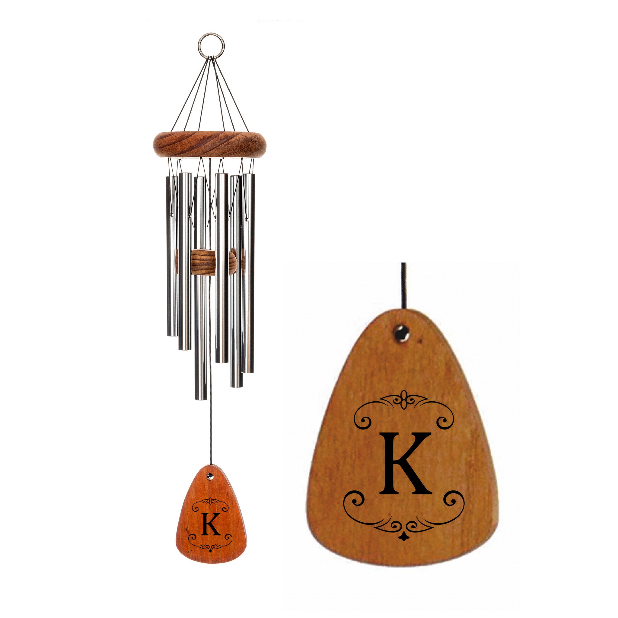 18-inch Silver - Initial Monogram Wind Chime