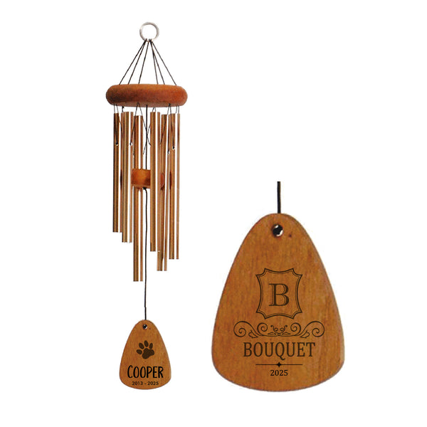 18-Inch Bronze - Monogram Wood Wind Chime - Personalized