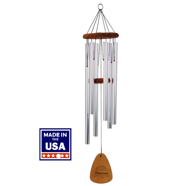 36-Inch Silver - Anniversary Wood Wind Chime - Personalized