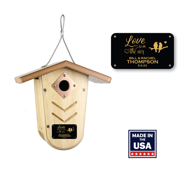 Personalized Birdhouse | Love is in the Air | Solid Wood Nesting Box | Made in USA