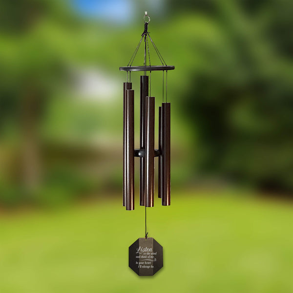 Personalized Memorial Wind Chime | Listen to the Wind In Your Heart I'll Always Be | Large Wind Chime | Made in USA