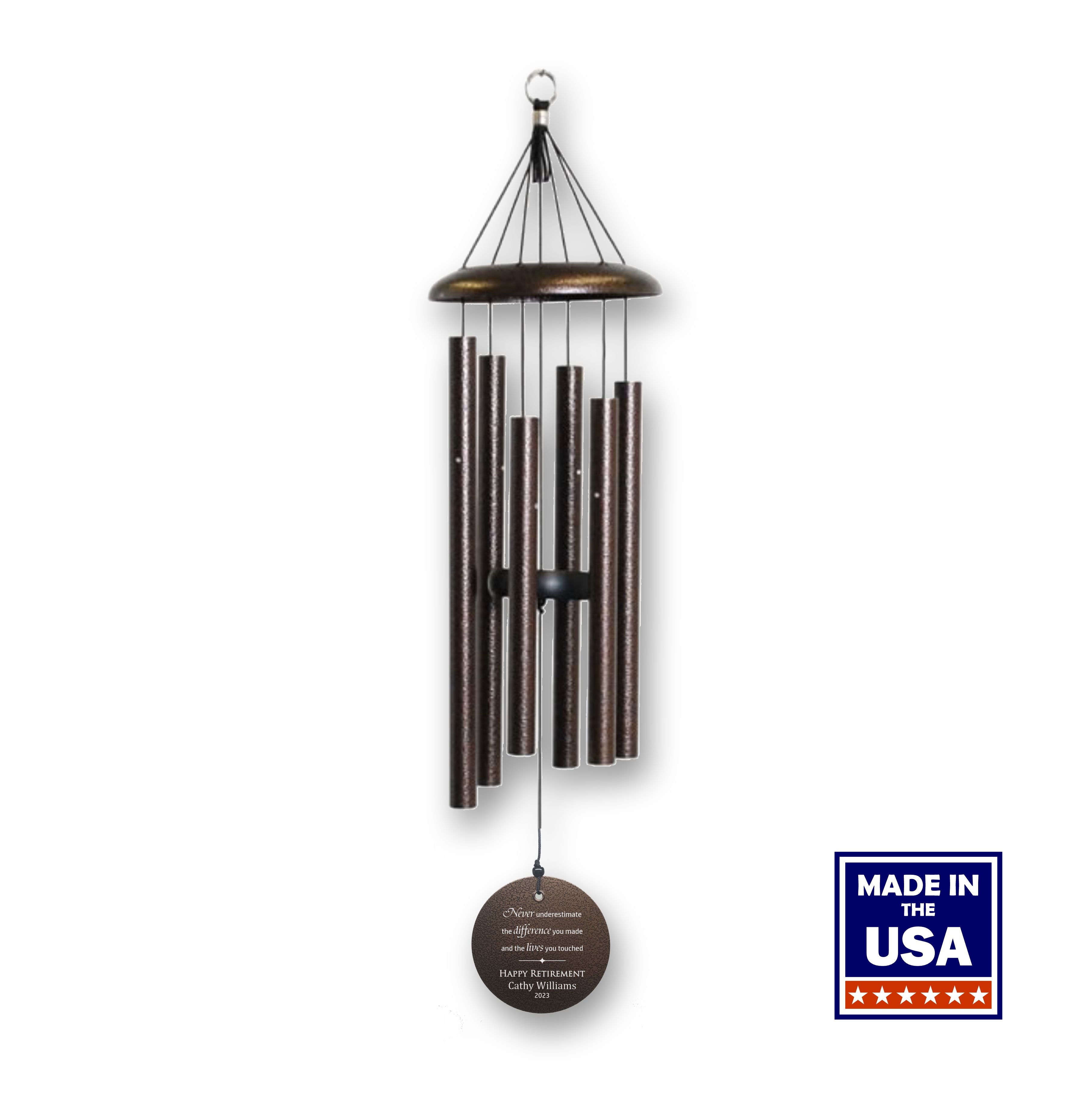 Never Underestimate the Difference Retirement Wind Chime | Corinthian Bells | Made in USA