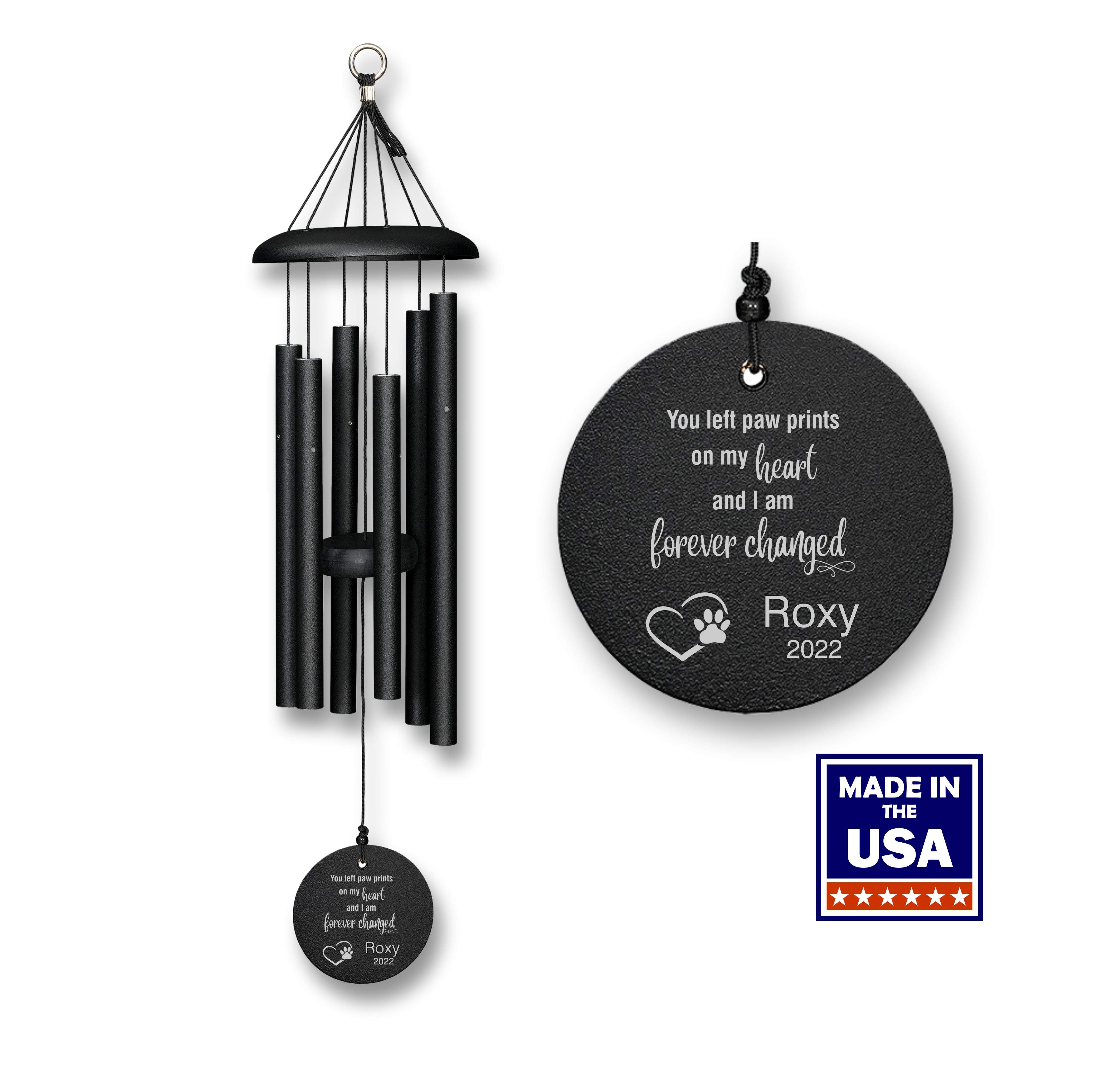 You Left Paw Prints on my Heart | Pet Memorial Wind Chime | Made in USA
