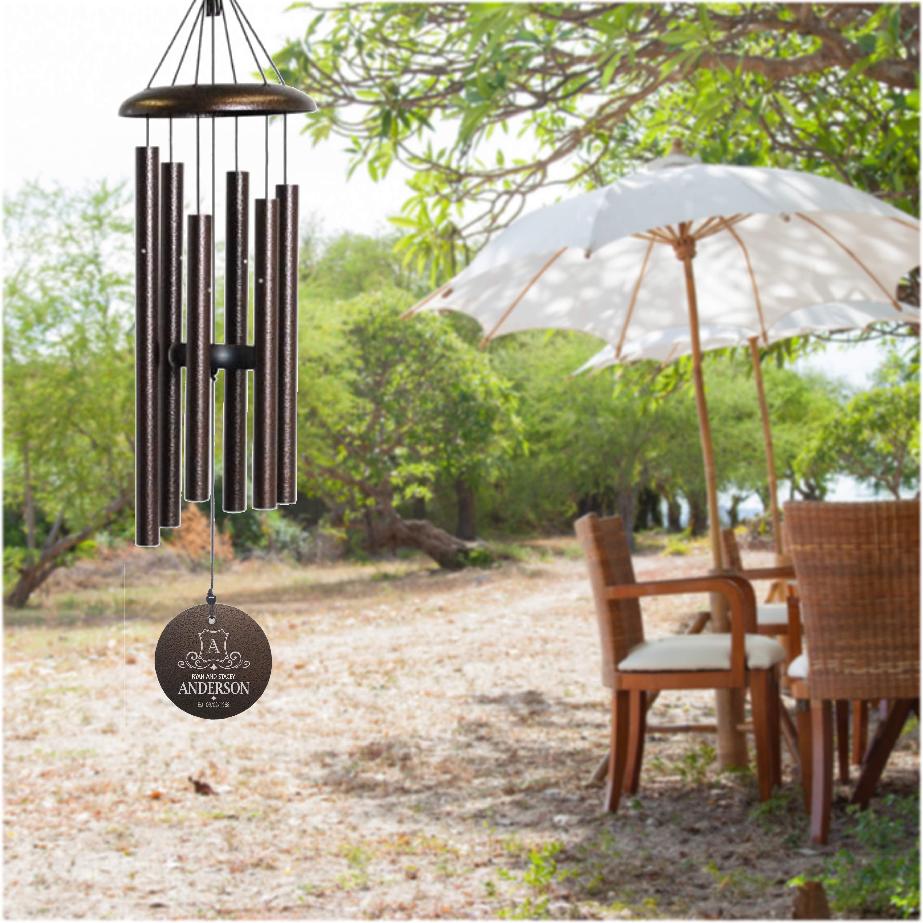 Personalized Anniversary Monogram Wind Chime | Corinthian Bells | Made in USA