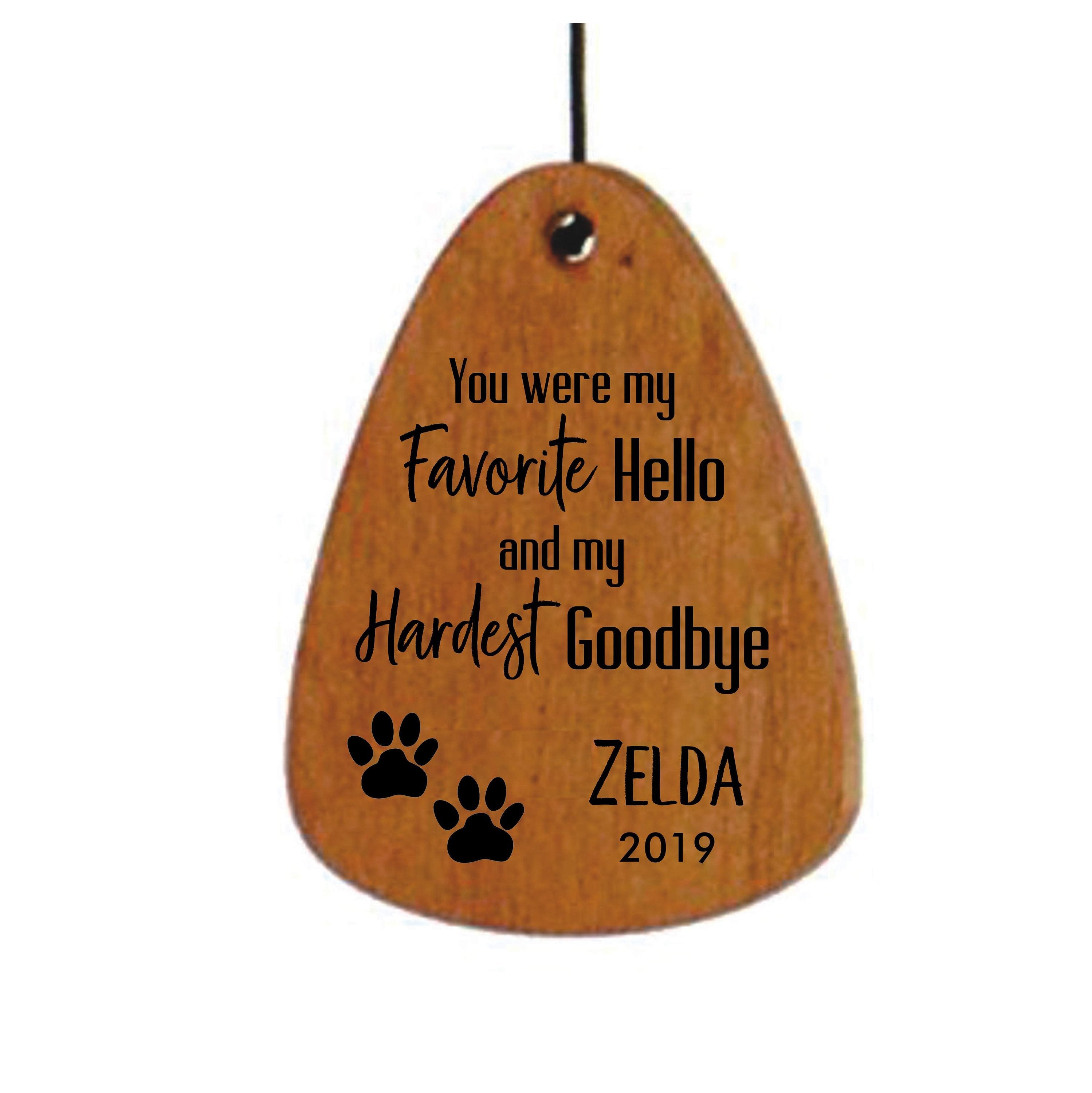 Pet Memorial Wind Chime for Loss of Dog, 30-Inch Bronze, Favorite Hello Hardest Goodbye, Loss of Dog Memorial Gift, Loss of Dog