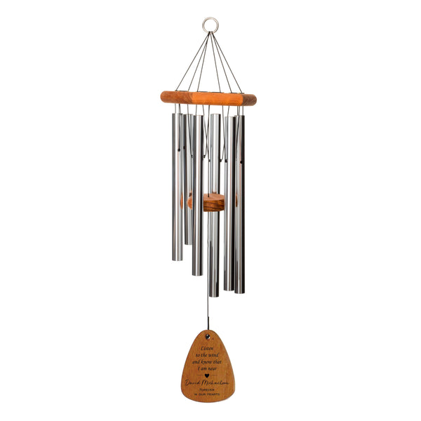 30-Inch Memorial Wind Chime - Silver | Listen to the Wind with Heart | Sympathy Gift | Bereavement Gift | Memorial Gift | In Memory of